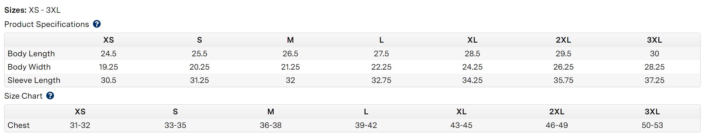 Size Chart