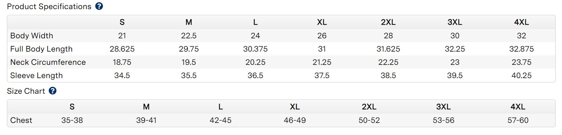 Size Chart