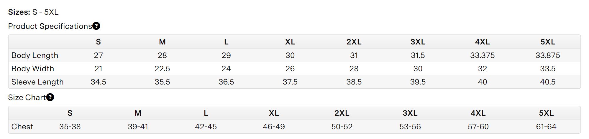Size Chart